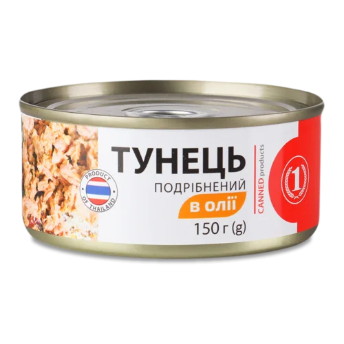 Тунець Подрібнений В Олії Вищого Ґатунку, з/б 150г