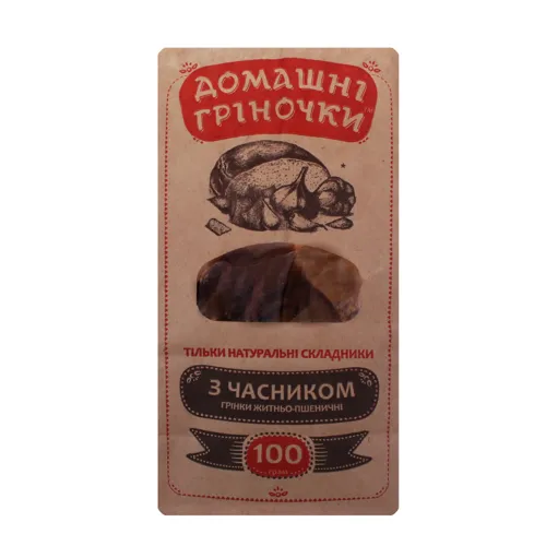 Грінки житньо-пшеничні з часником Домашні гріночки м/у 100г