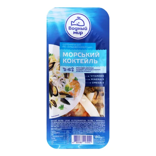 Морський коктейль солоний По-середземноморськи Водний світ 180г
