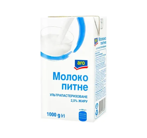 Молоко Aro ультрапастеризоване 2,5% 1000г