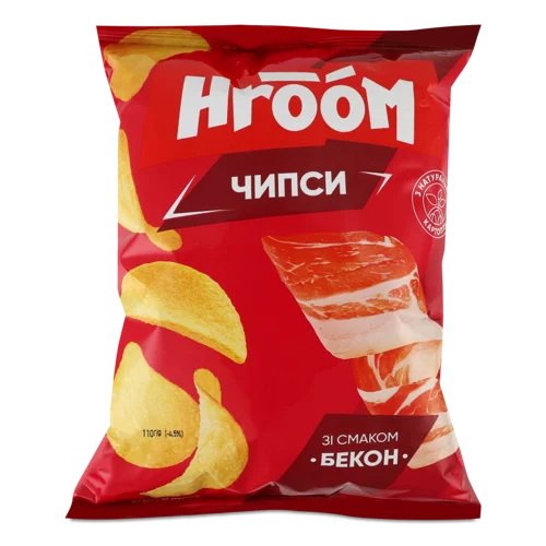 Чипси Картопляні Варено-Копчені Бекон Hroom!, 110г