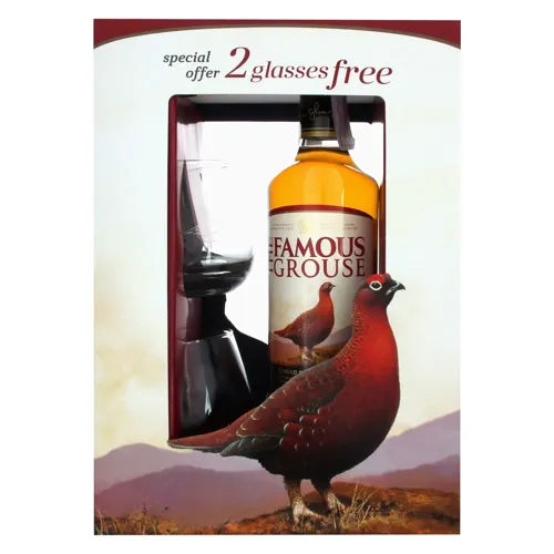 Набір віскі 0.7л 40% The Famous Grouse + 2 стакан картонна упаковка
