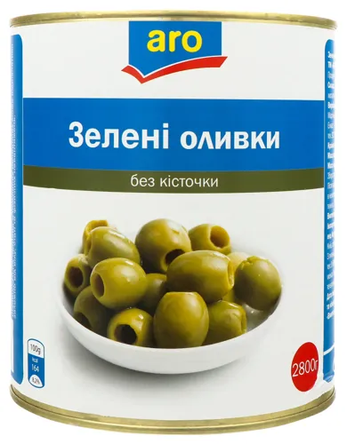 Оливки зелені без кісточки Aro з залізної банки 2.8кг