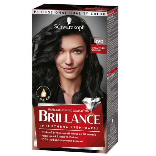 Інтенсивна крем-фарба для волосся Brillance 890 Елегантний чорний 160мл