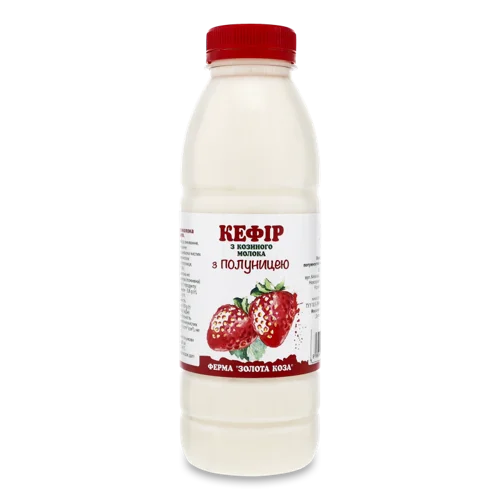 Кефір З Козиного Молока З Полуницею Золота Коза, Пластикова Пляшка 500г