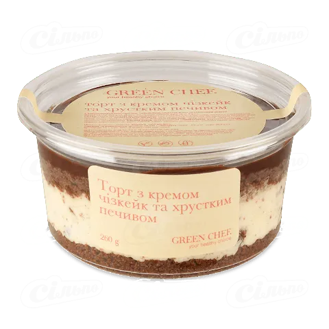 Торт Green Chef з кремом чізкейк і хрустким печивом, 270г