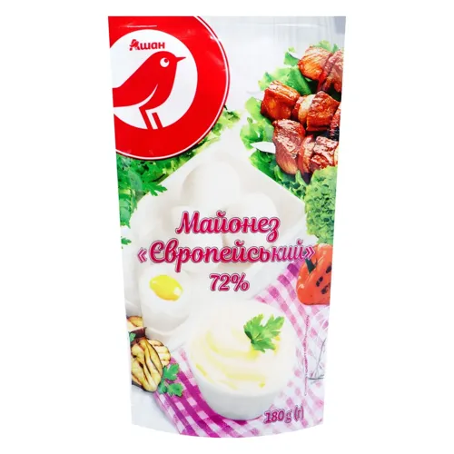 Майонез Ашан Європейський 72% 180г