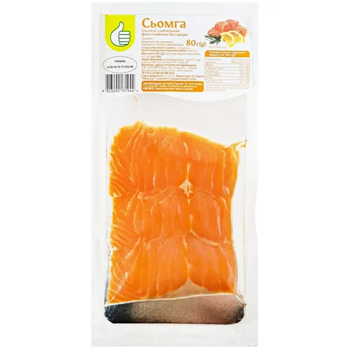 Сьомга Auchan слабосолена нарізка 80г
