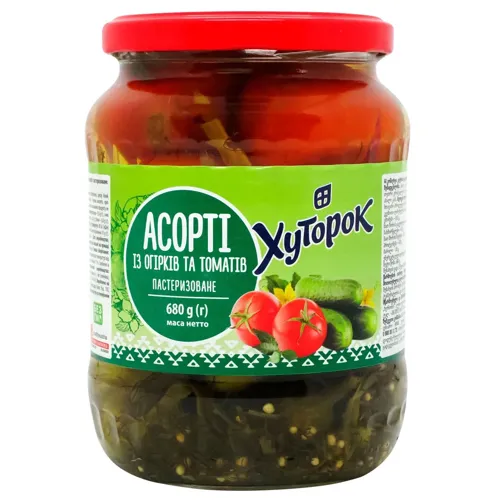 Асорті овочеве Хуторок №2 огірки та томати 720мл 680г