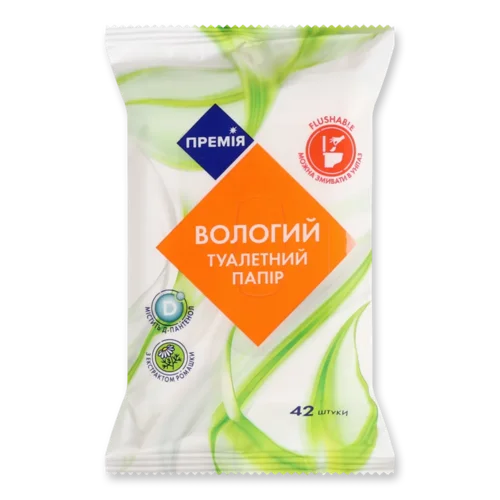 Папір туалетний «Премія»® з екстрактом ромашки вологий, 42шт.