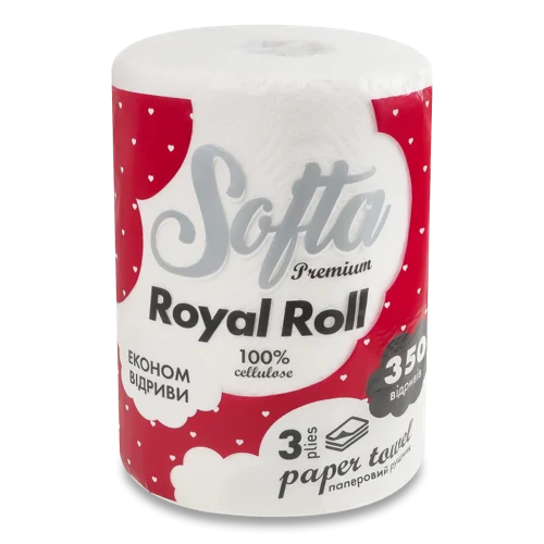Рушник паперовий 3-шаровий Royal Roll Softa Premium Чисто, 1 шт