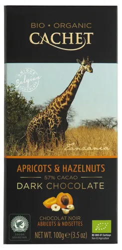 CACHET ЧОР БІО АБРИКосово-фундуковий шоколад 100г