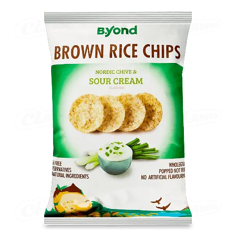 Чіпси B.Yond рисові вершки та норвезька цибуля, 60г