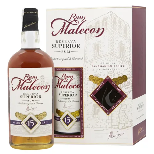 Ром Malecon 15 YO + 2 склянки 40% 0,7л