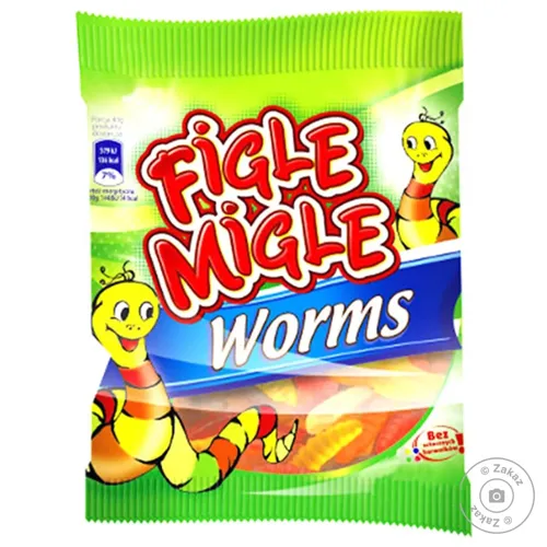 Цукерки жувальні Figle Migle Черв'ячки 80г