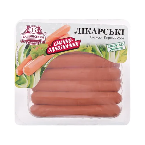 Сосиски Лікарські Бащинський охол м/у 0.3кг