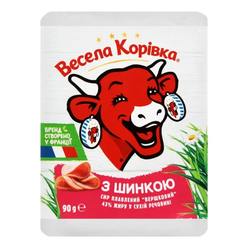 Сир плавлений 43% з шинкою Вершковий Весела Корівка м/у 90г