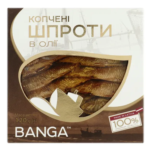 Шпроти копчені в олії Banga к/у 120г