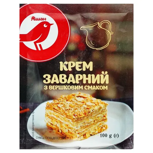 Крем заварний Ашан з вершковим смаком 100г