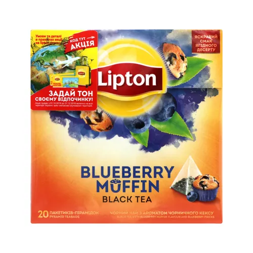 Чай чорний байховий зі шматочками чорниці Blueberry Muffin Lipton к/у 20х1.8г