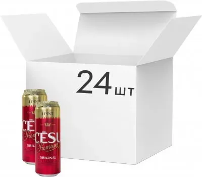 Упаковка пива Cesu Premium Original світле фільтроване 5%, 0.568л x 24 шт