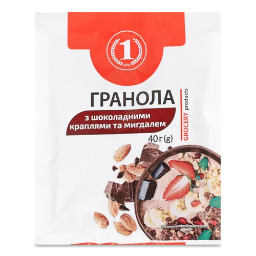 Гранола З Шоколадними Краплями Та Мигдалем, в/ґ, 40г