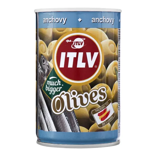 Оливки зелені фаршировані анчоусом ITLV з/б 300г