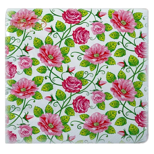 Серветки La Fleur Трояндове полотно 33x33см 2шари 20шт
