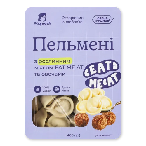 Пельмені Ручної Ліпки З Рослинним М'ясом Eat Me At Та Овочами, к/у, 400г