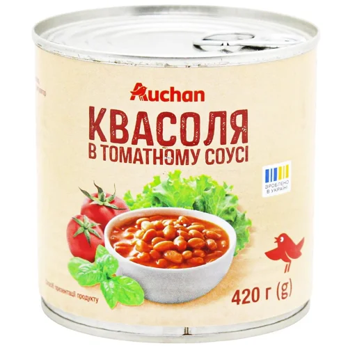 Квасоля Auchan біла в томатному соусі 420г