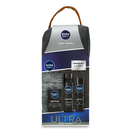 Косметичний Набір Ultra Nivea Men: Антиперспірант, Лосьйон після гоління, Гель для гоління, косметичка, 1 шт