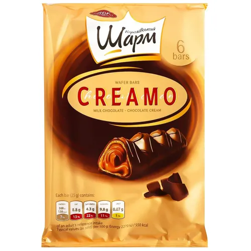 Батончик АВК Королівський Шарм Creamo з шоколадною начинкою 6шт*25г
