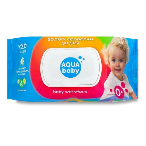 Дитячі Вологі Серветки з Вітамінним Комплексом Aqua Baby, 120шт