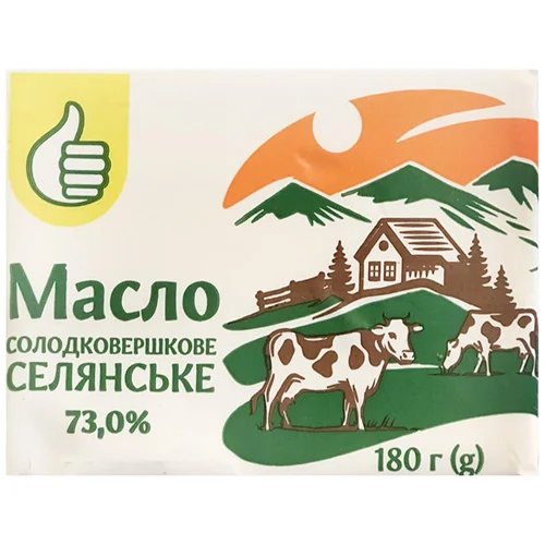 Масло Ашан Селянське солодковершкове 73% 180г