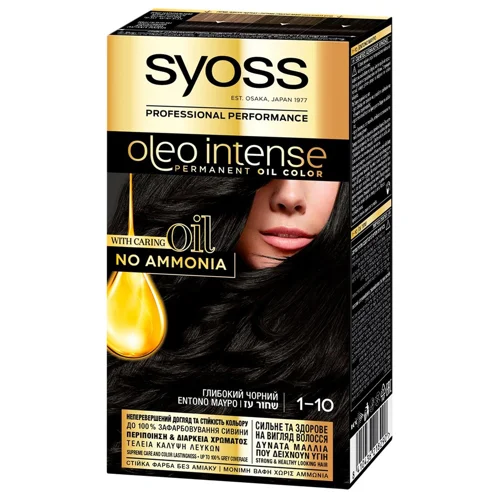 Крем-фарба Syoss Oleo Intense 1-10 Глибокий чорний без аміаку 115мл