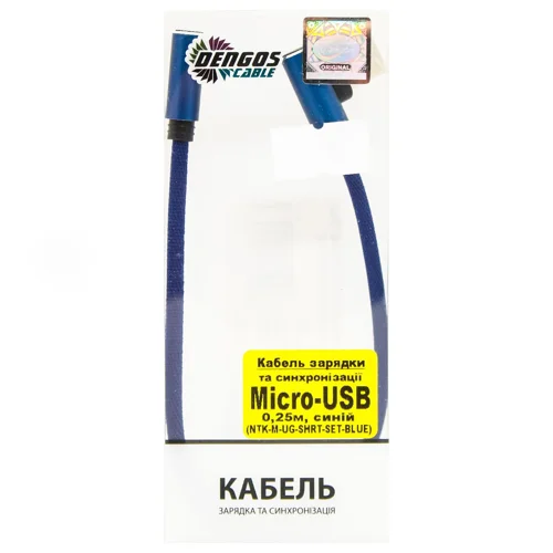 Кабель зарядки Dengos Micro-USB Blue 0,25м