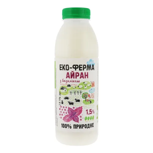 Айран 1.5% з базиліком Еко-ферма Диво 500г