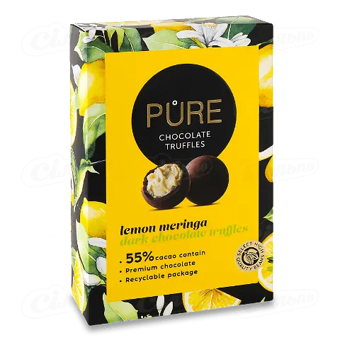 Цукерки Pure Chocolate трюфелі лимонна меренга, 148г
