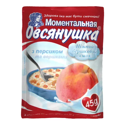 Каша вівсяна з персиком і вершками Моментальна Овсянушка 45г