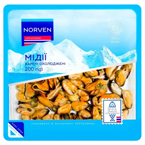 Мідії Norven варені охолоджені 200г