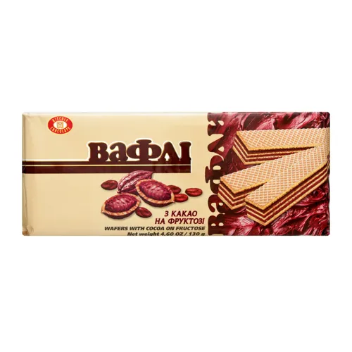 Вафлі з какао на фруктозі Бісквіт Шоколад м/у 130г