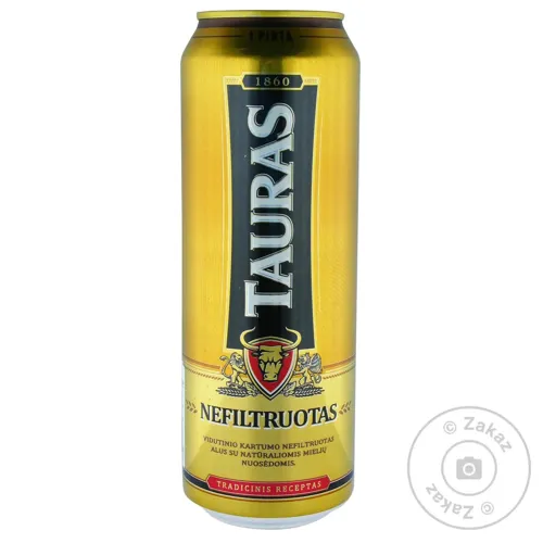 Пиво Tauras Nefiltruotas світле нефільтроване 5% 0,568л