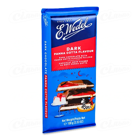 Шоколад чорний E.Wedel зі смаком пана-кота, 100г