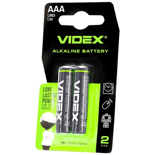 Батарейки Videx лужні LR03/ААA 2шт