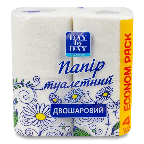 Туалетний Папір 3-Шаровий Білий Day by Day, 4 шт