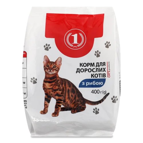 Корм сухий повнораціонний для дорослих котів з рибою, в/ґ, 400 г