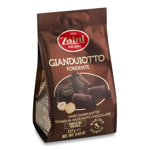 Цукерки Zaini Gianduiotti з фундуком з темного шоколаду