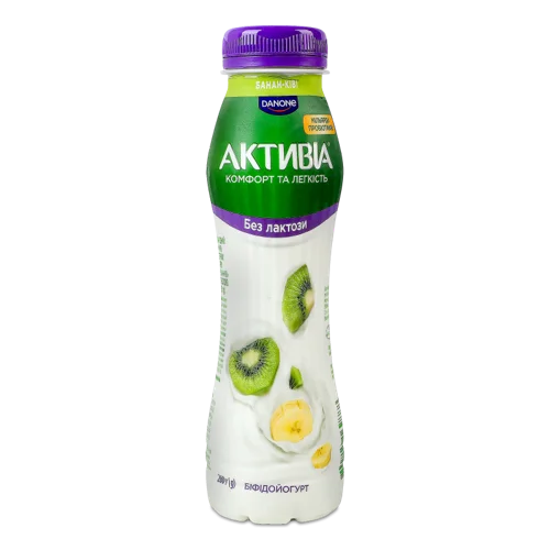 Біфідойогурт Безлактозний З Біфідобактеріями Actiregularis Банан-ківі, Пластикова Пляшка, 260г