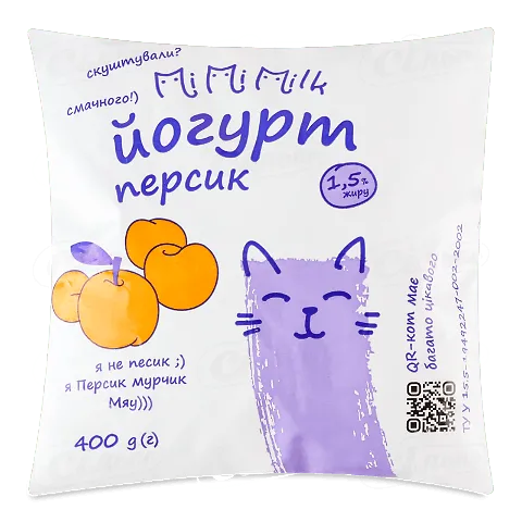 Йогурт MiMiMilk персик 1,5%, 400г