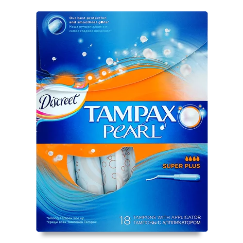 Тампони Tampax Pearl Discreet Super Plus, В/ґ, 18 шт. х6